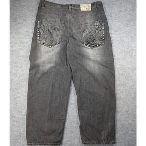 Vintage Southpole Premium Jeans Mens 44 Faded Black Baggy Skater Embroidered Y2K